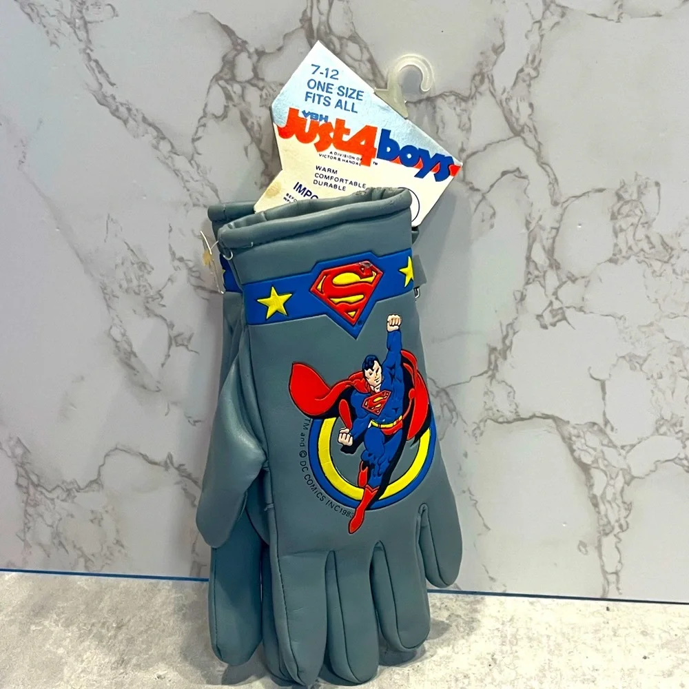 Superman DC Comics 1986 RARE kids boys gloves vintage